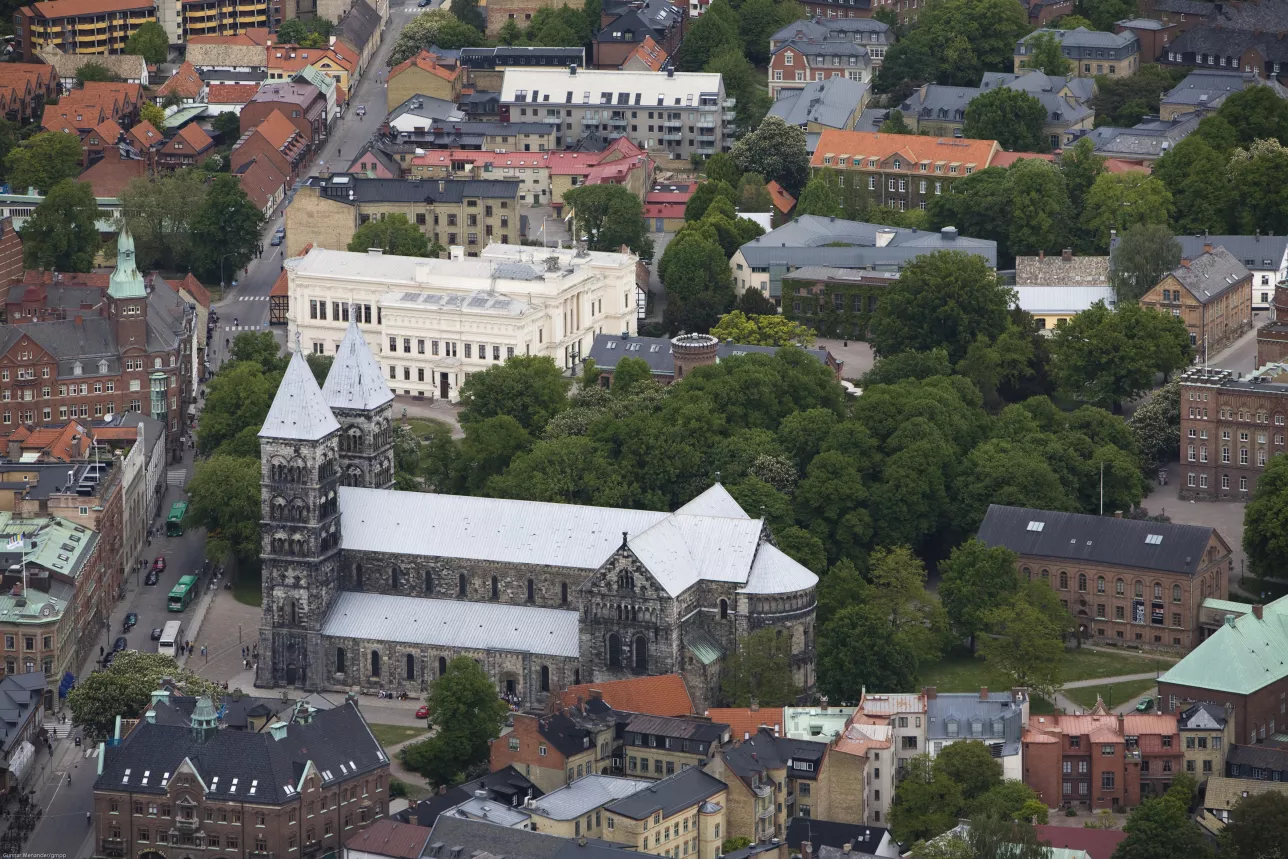 Lund from above with Domkyrkan and Lund University